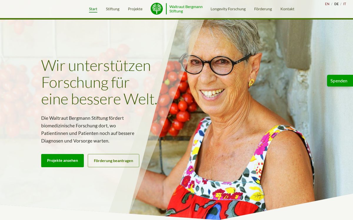 Vorschau Entwurf A: Überschrift auf heller Dreiecksfläche über einem Foto.